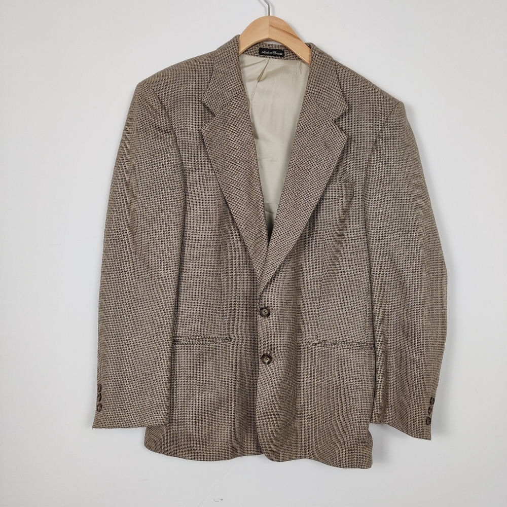 Steel Men's Wool Silk Blazer in Cream Brown Sz 42R Business Casual Quiet Luxury